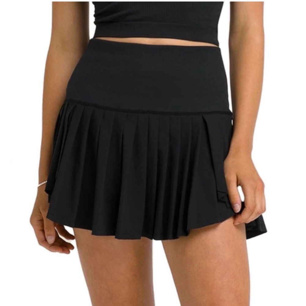 Varsity Black A-Line Pleated Skirt